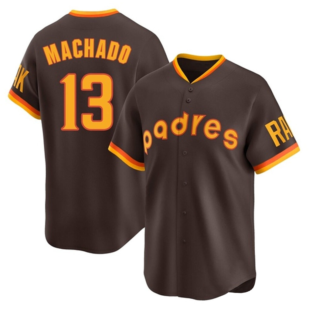 Blackjersey S.Diego Padres #13 Manny Machado Player Brown Home Cooperstown Collection Replica Game Stitched Jerseys