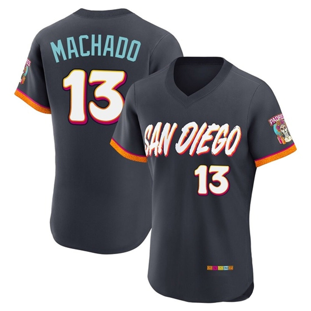 Blackjersey S.Diego Padres #13 Manny Machado Player Obsidian 2026 City Connect Home Elite T-shirt Stitched Jerseys