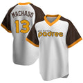 Blackjersey S.Diego Padres #13 Manny Machado Player White Home Cooperstown Collection Replica Game Stitched Jerseys
