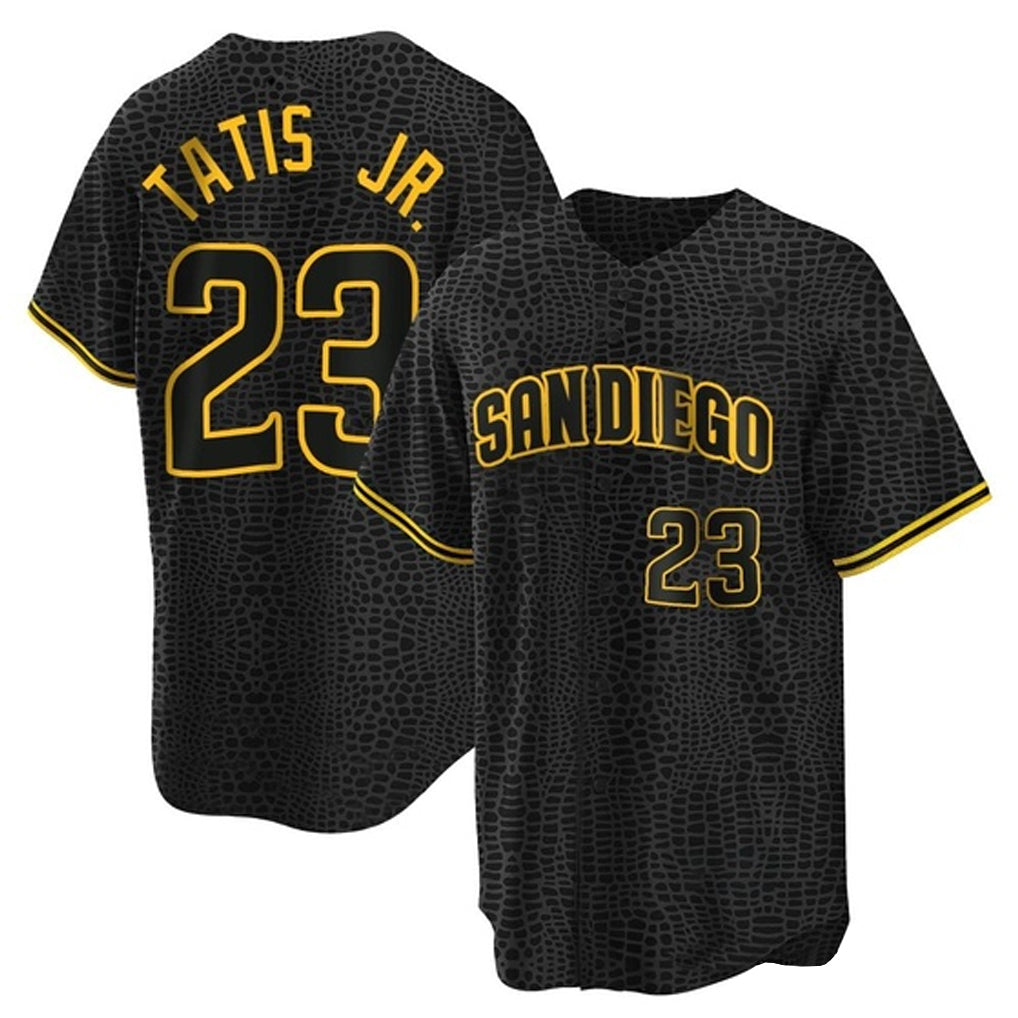 Blackjersey S.Diego Padres #23 Fernando Tatis Jr Player Black Snake Skin City Home Game Stitched Jerseys