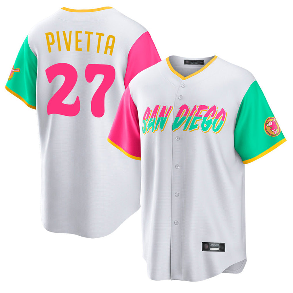 Blackjersey S.Diego Padres #27 Nick Pivetta Player White City Connect Home Game Stitched Jerseys