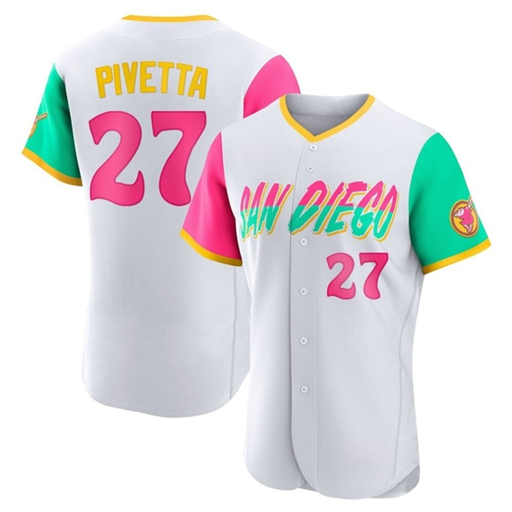 Blackjersey S.Diego Padres #27 Nick Pivetta Player White City Connect Home Limited Elite Stitched Jerseys