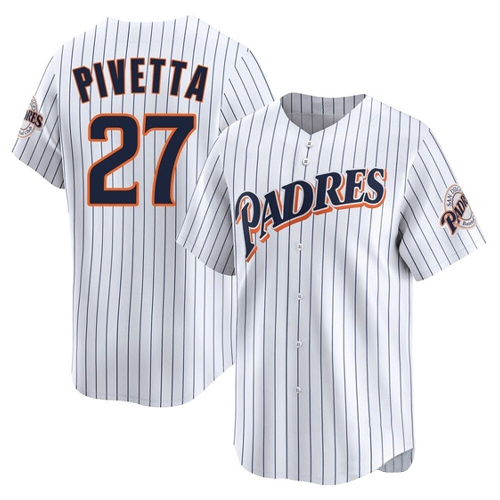 Blackjersey S.Diego Padres #27 Nick Pivetta Player White Cooperstown Collection Limited Home Stitched Jerseys