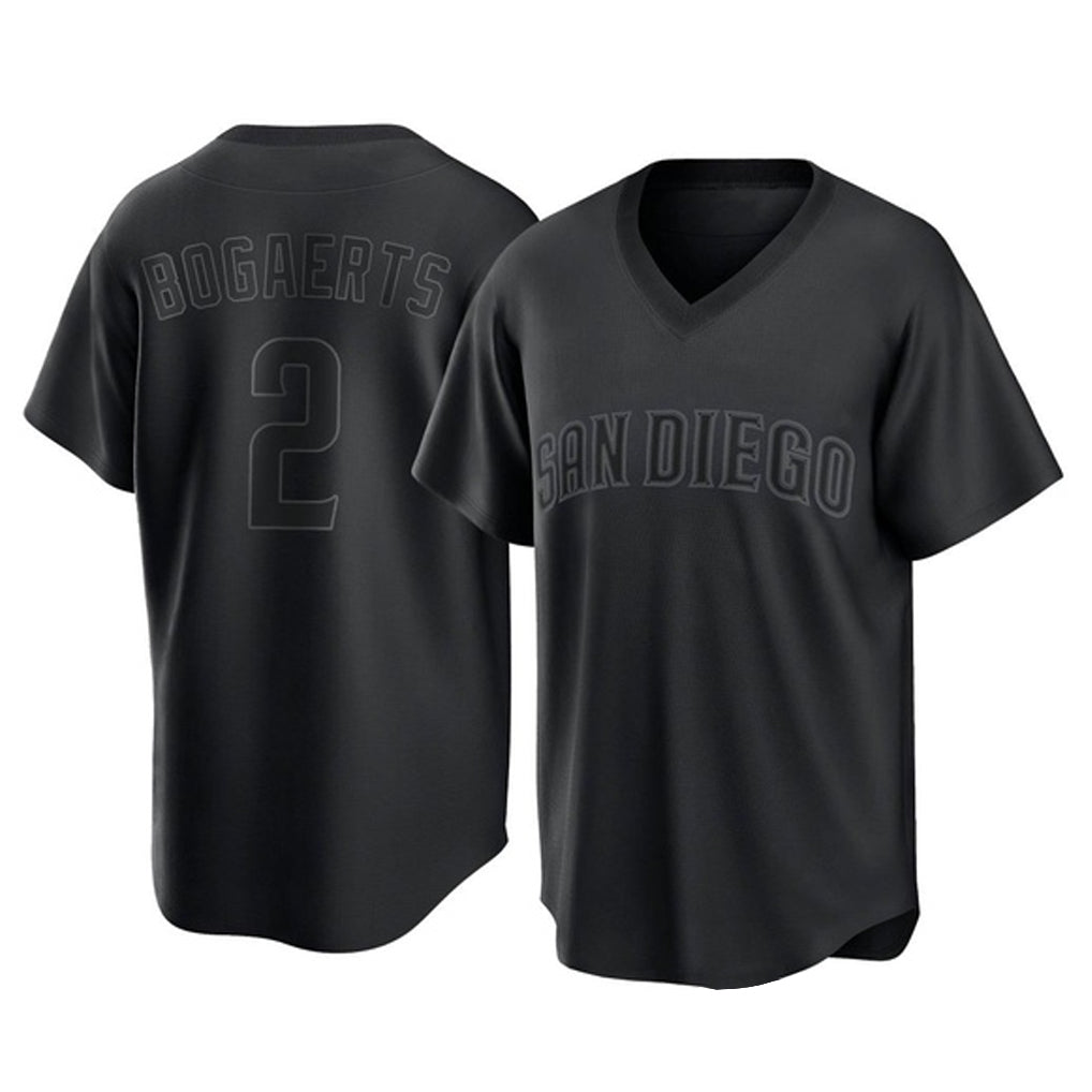 Blackjersey S.Diego Padres #2 Xander Bogaerts Player Black Pitch Fashion Game T-shirt Stitched Jerseys