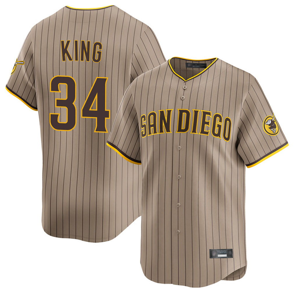 Blackjersey S.Diego Padres #34 Michael King Player Khaki Home Limited Stitched Jerseys