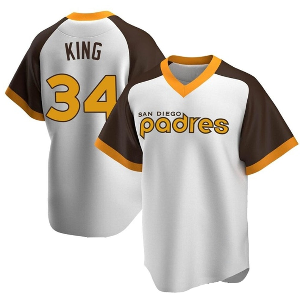 Blackjersey S.Diego Padres #34 Michael King Player White Home Cooperstown Collection Replica Game Stitched Jerseys