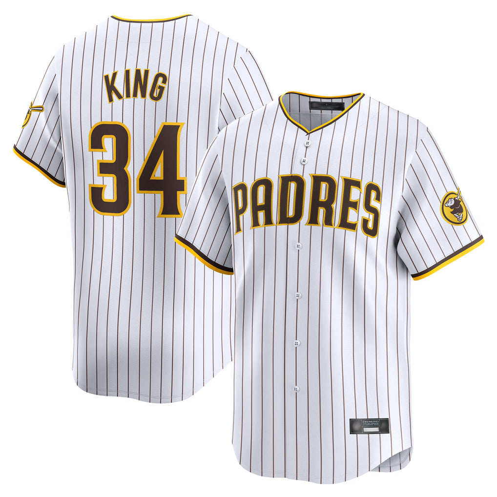 Blackjersey S.Diego Padres #34 Michael King Player White Home Limited Stitched Jerseys