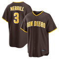 Blackjersey S.Diego Padres #3 Jackson Merrill Player Brown Home Game Stitched Jerseys