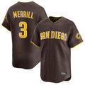 Blackjersey S.Diego Padres #3 Jackson Merrill Player Brown Home Limited Stitched Jerseys