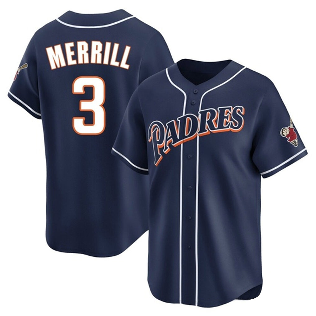 Blackjersey S.Diego Padres #3 Jackson Merrill Player Navy Cooperstown Collection Limited Home Stitched Jerseys