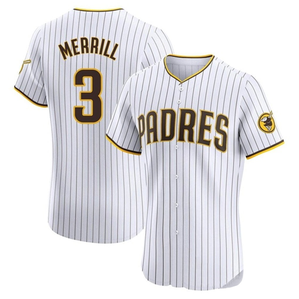 Blackjersey S.Diego Padres #3 Jackson Merrill Player White Home Limited Elite Stitched Jerseys