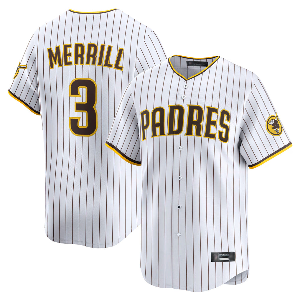 Blackjersey S.Diego Padres #3 Jackson Merrill Player White Home Limited Stitched Jerseys