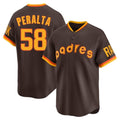 Blackjersey S.Diego Padres #58 Wandy Peralta Player Brown Home Cooperstown Collection Replica Game Stitched Jerseys