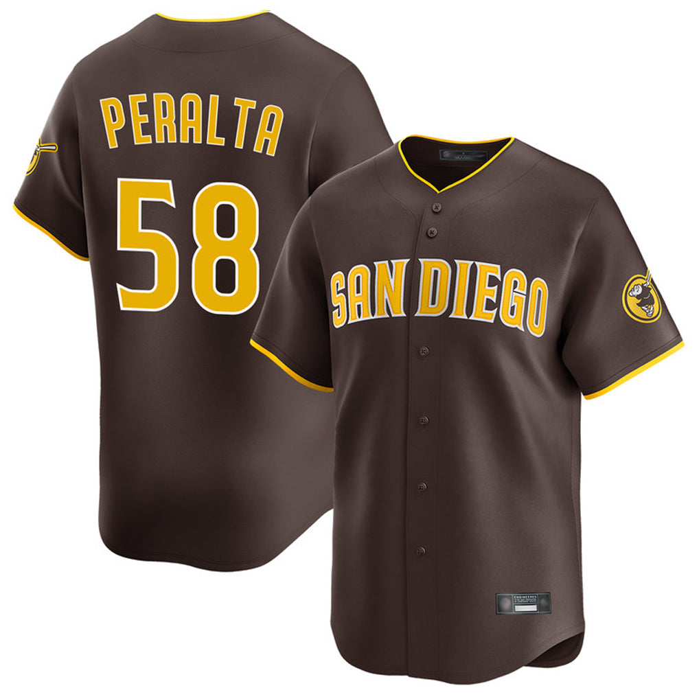 Blackjersey S.Diego Padres #58 Wandy Peralta Player Brown Home Limited Stitched Jerseys