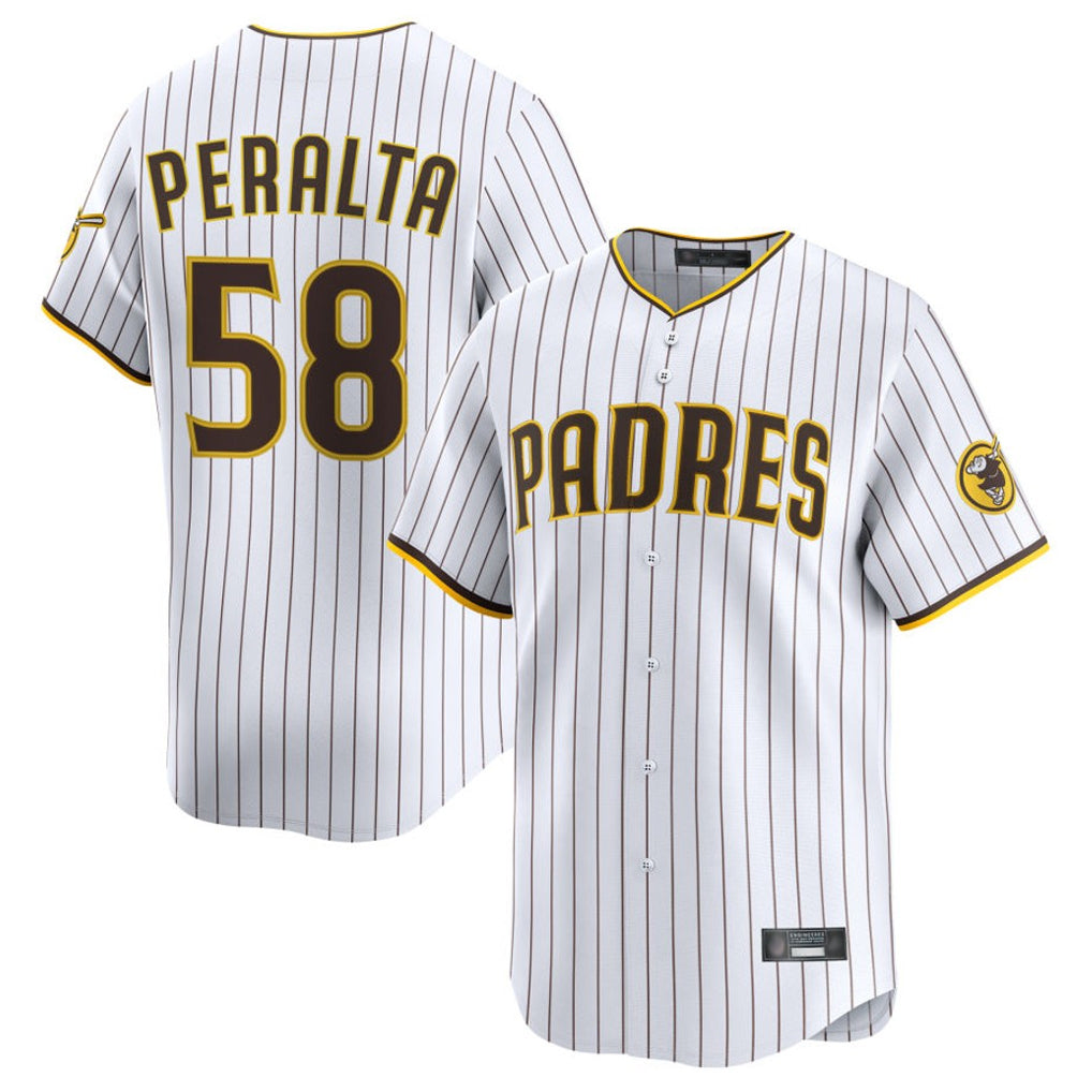 Blackjersey S.Diego Padres #58 Wandy Peralta Player White Limited Home Stitched Jerseys