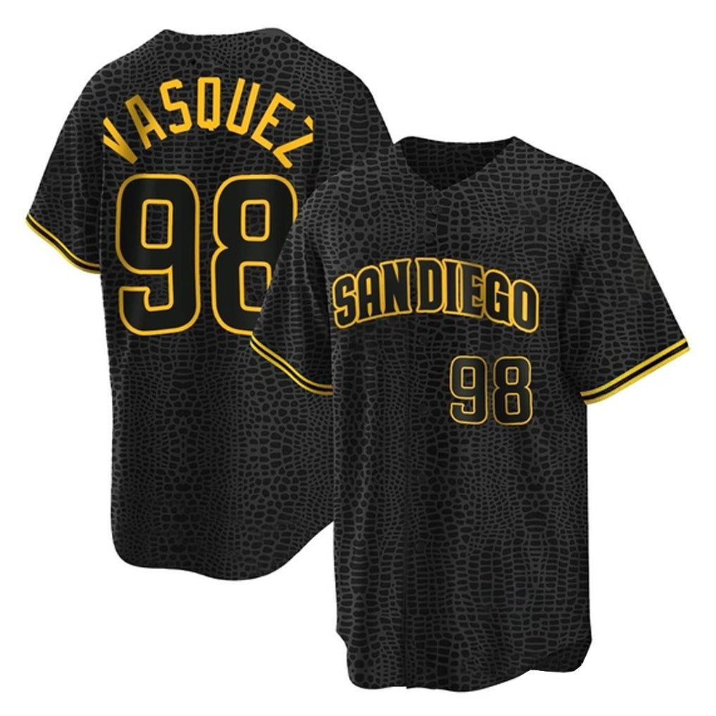 Blackjersey S.Diego Padres #98 Randy Vasquez Player Black Snake Skin City Home Game Stitched Jerseys