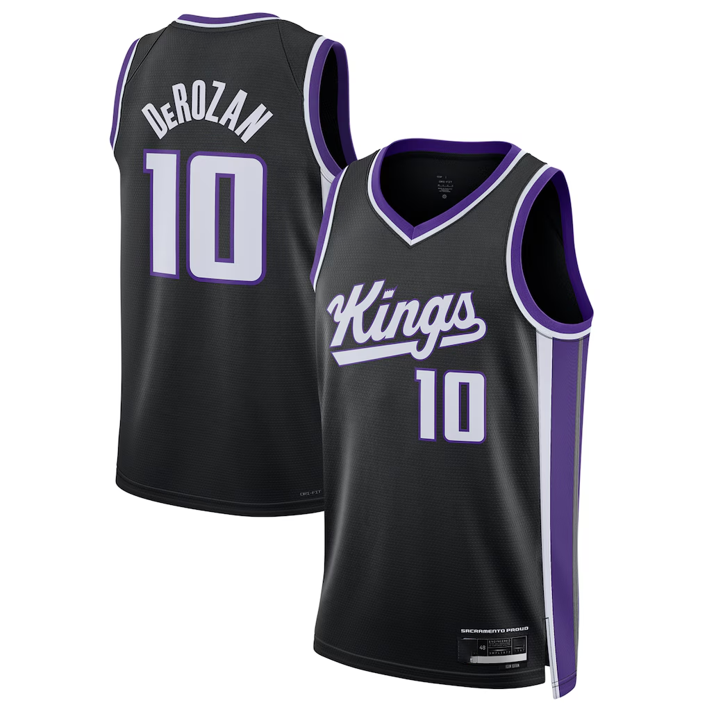 Blackjersey S.Kings #10 DeMar DeRozan Black Swingman Player Jerseys - Icon Edition