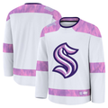 Blackjersey S.Kraken White 2024 Hockey Fights Cancer Practice Jerseys