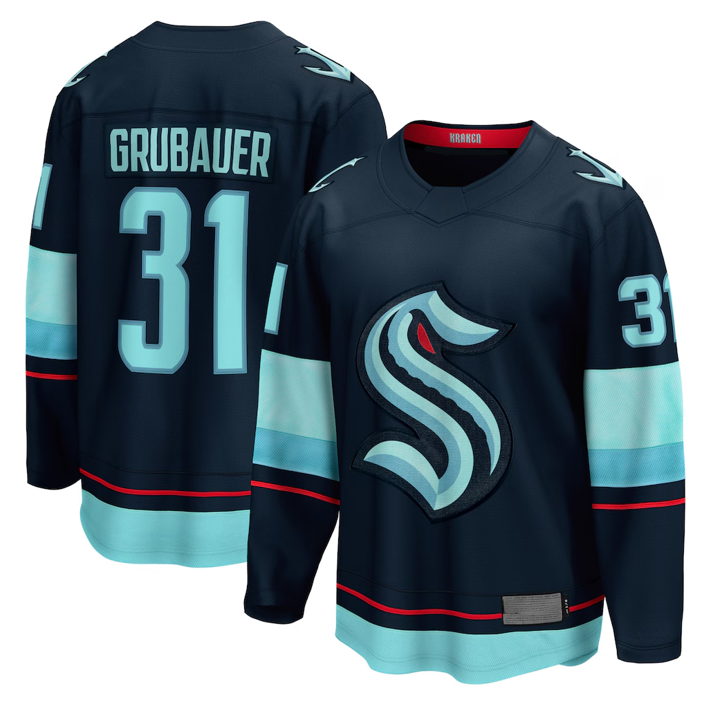 Blackjersey S.Kraken #31 Philipp Grubauer Navy Home Breakaway Player Jerseys