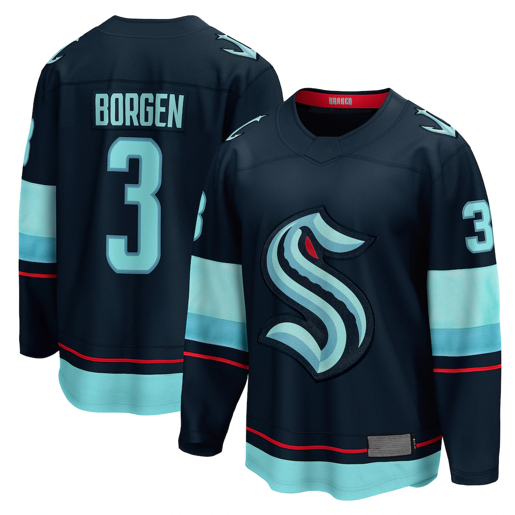 Blackjersey S.Kraken #3 Will Borgen Deep Sea Blue Home Breakaway Player Jerseys