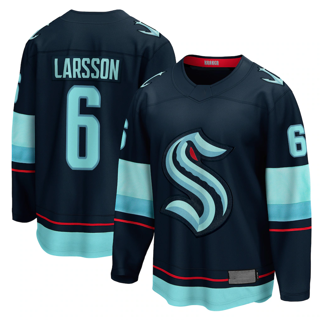 Blackjersey S.Kraken #6 Adam Larsson Deep Sea Blue Home Breakaway Player Jerseys