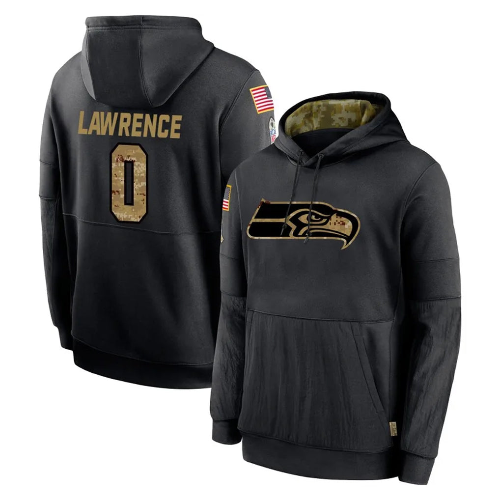 Blackjersey  S.Seahawks #0 DeMarcus Lawrence Player Black Salute to Service Hoodies Limited Game Stitched Jerseys