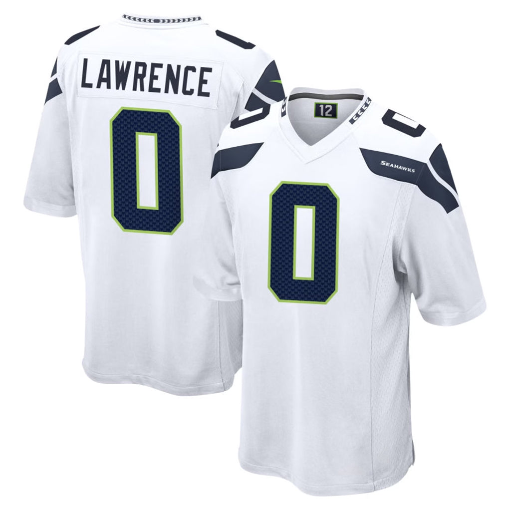 Blackjersey S.Seahawks #0 DeMarcus Lawrence Player White Home Game Stitched Jerseys
