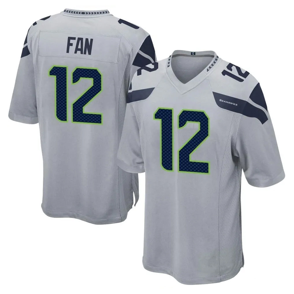 Blackjersey S.Seahawks #12 12th Fan Player Gray Home Game Stitched Jerseys
