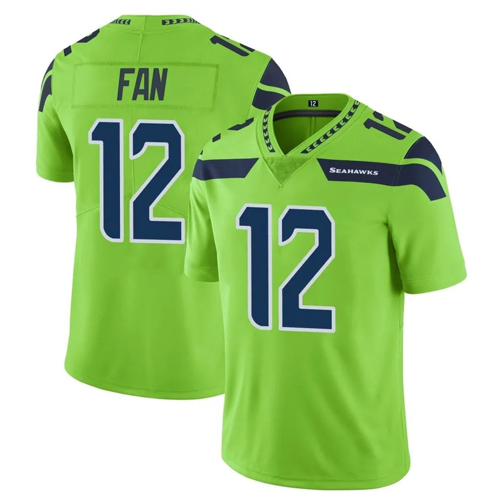 Blackjersey S.Seahawks #12 12th Fan Player Green Limited Color Rush Home Game Stitched Jerseys