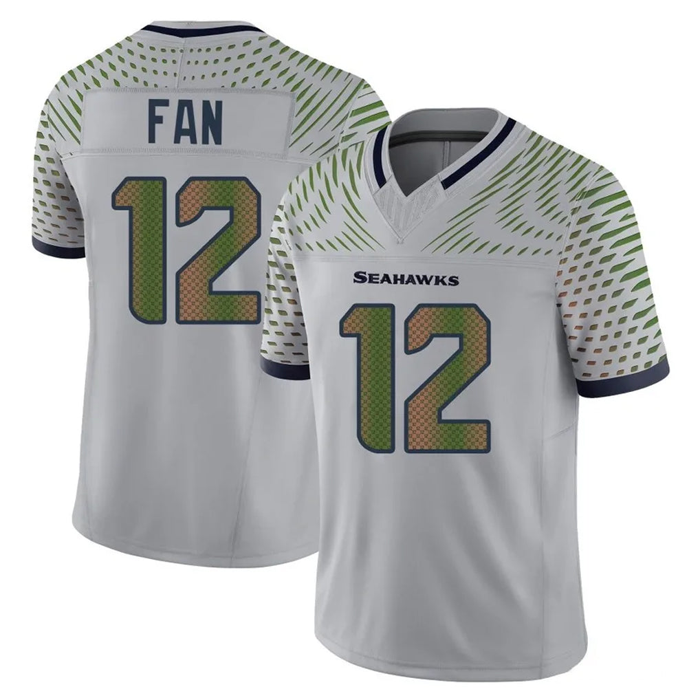 Blackjersey S.Seahawks #12 12th Fan Player Grey Limited 2025 Rivalries Collection Home Game Stitched Jerseys