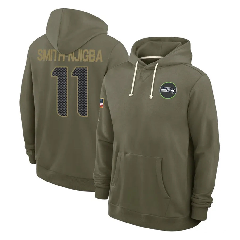 Blackjersey S.Seahawks #11  Ernest Jones IV Player Olive Salute to Service Pullover Hoodies Limited Stitched Jerseys