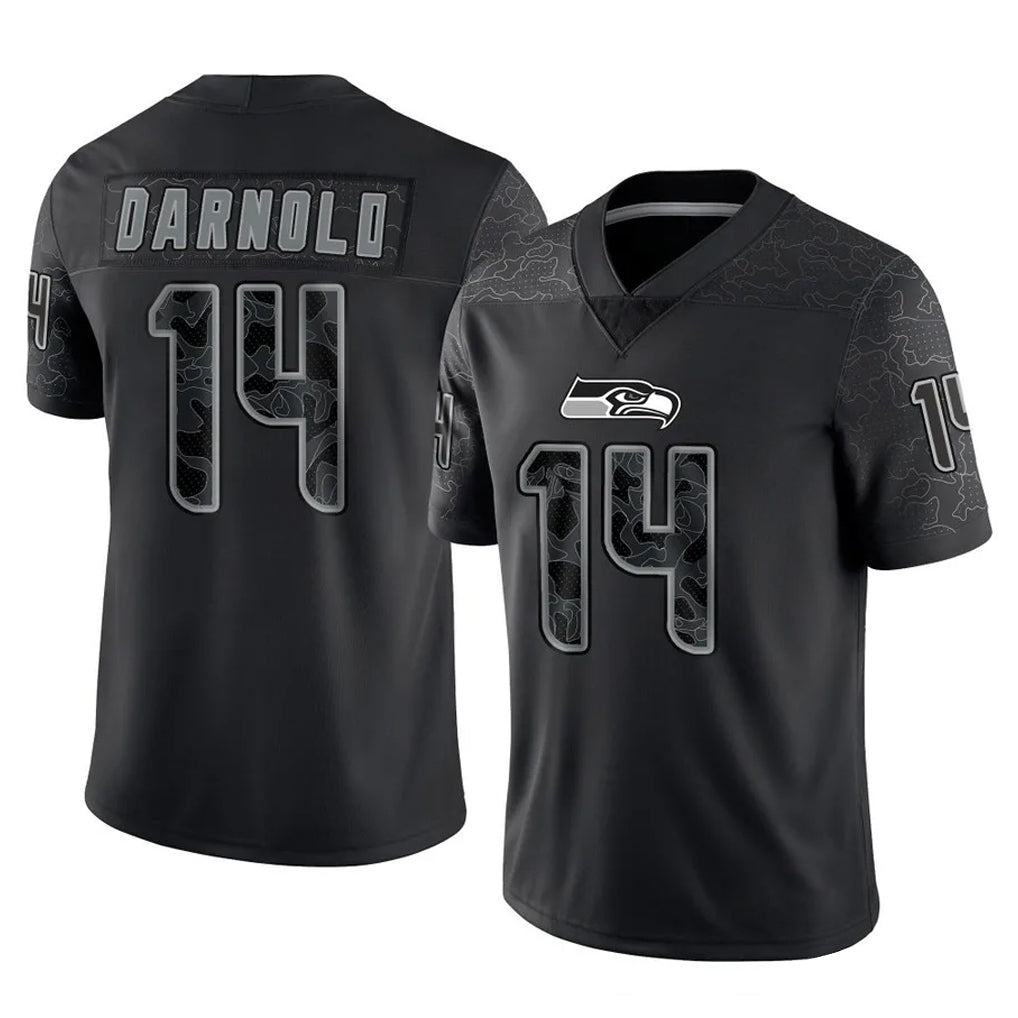 Blackjersey S.Seahawks #14 Sam Darnold Player Black Limited Reflective Home Game Stitched Jerseys