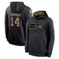Blackjersey S.Seahawks #14 Sam Darnold Player Black Salute to Service Hoodies Limited Game Stitched Jerseys