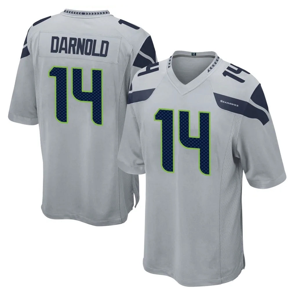 Blackjersey S.Seahawks #14 Sam Darnold Player Gray Home Game Stitched Jerseys