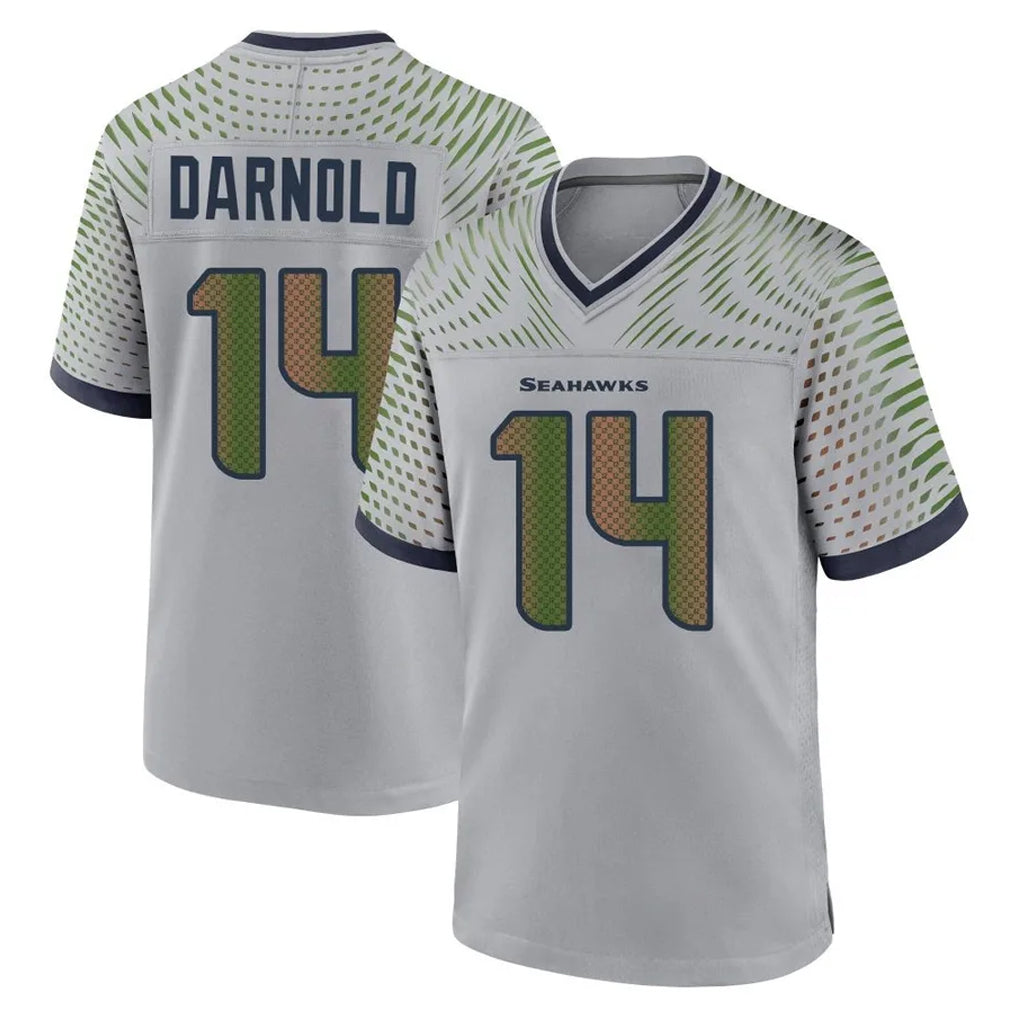 Blackjersey S.Seahawks #14 Sam Darnold Player Grey 2025 Rivalries Collection Home Game Stitched Jerseys