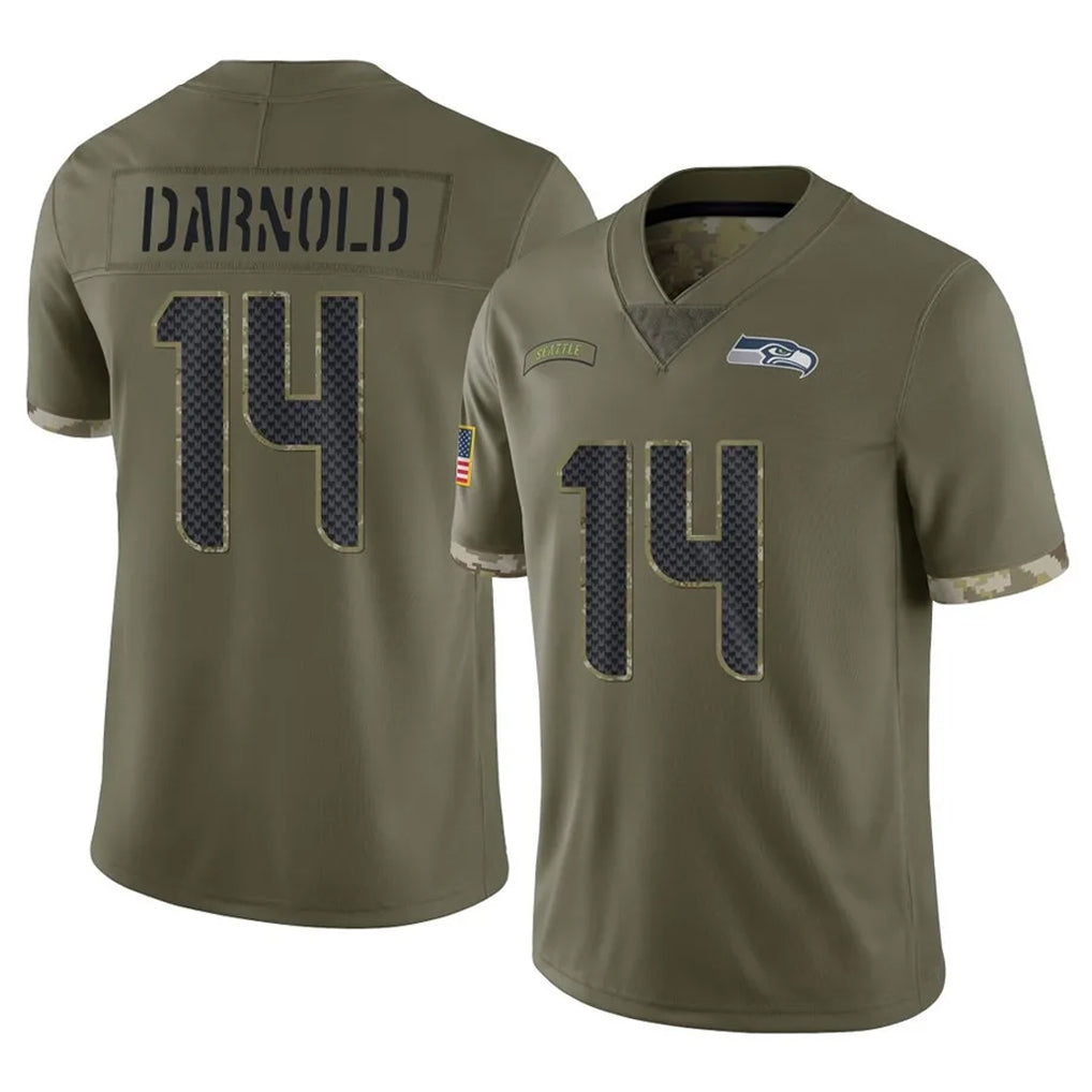 Blackjersey S.Seahawks #14 Sam Darnold Player Olive Limited Salute To Service Home Game Stitched Jerseys