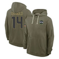 Blackjersey S.Seahawks #14 Sam Darnold Player Olive Salute to Service Pullover Hoodies Limited Stitched Jerseys