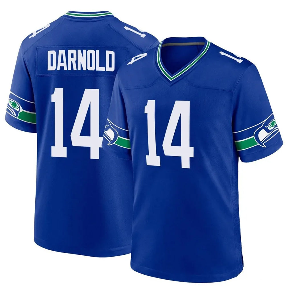 Blackjersey S.Seahawks #14 Sam Darnold Player Royal Throwback Home Game Stitched Jerseys