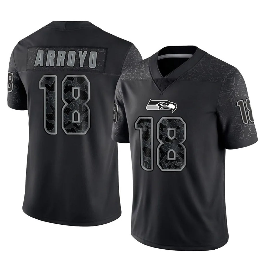 Blackjersey S.Seahawks #18 Elijah Arroyo Player Black Limited Reflective Home Game Stitched Jerseys