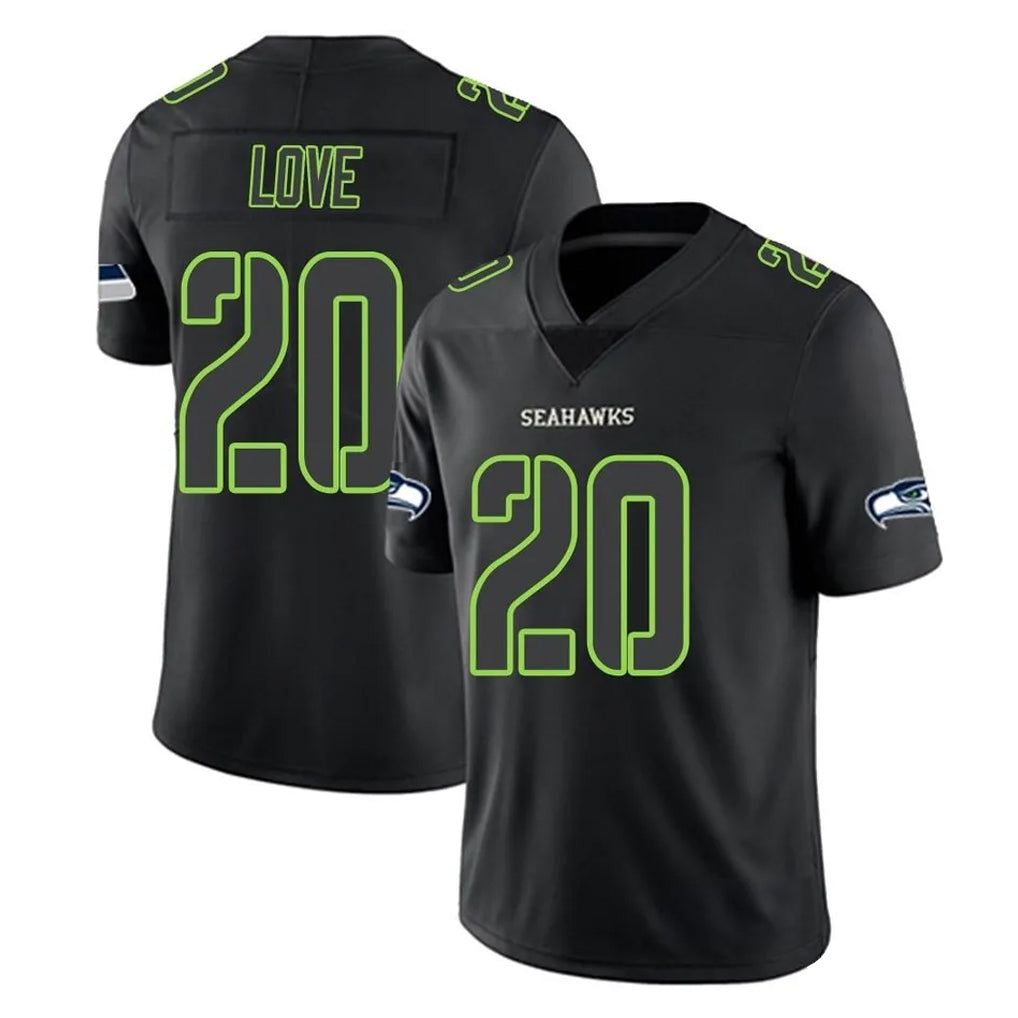 Blackjersey S.Seahawks #20 Julian Love Player Black Impact Limited Home Game Stitched Jerseys