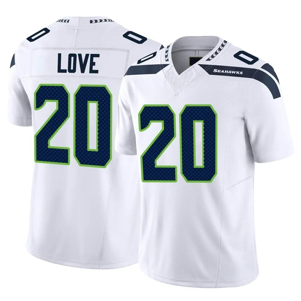 Blackjersey S.Seahawks #20 Julian Love Player White Limited Vapor F.U.S.E. Home Game Stitched Jerseys