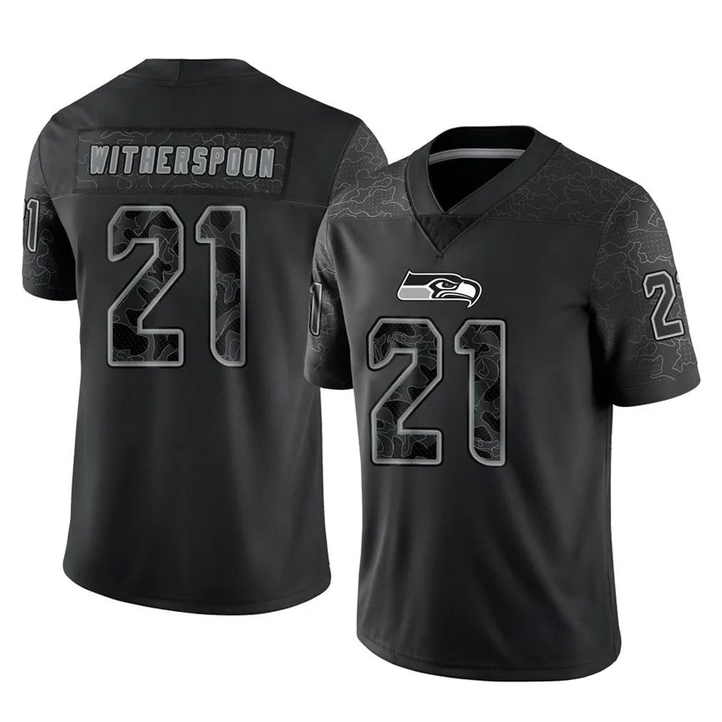 Blackjersey S.Seahawks #21 Devon Witherspoon Player Black Limited Reflective Home Game Stitched Jerseys