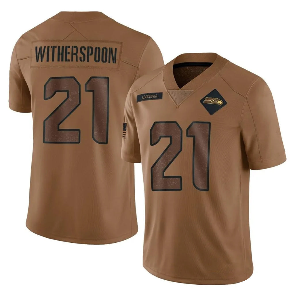 Blackjersey S.Seahawks #21 Devon Witherspoon Player Brown Limited Salute To Service Home Game Stitched Jerseys