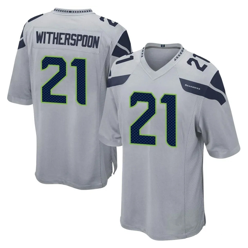 Blackjersey S.Seahawks #21 Devon Witherspoon Player Gray Home Game Stitched Jerseys
