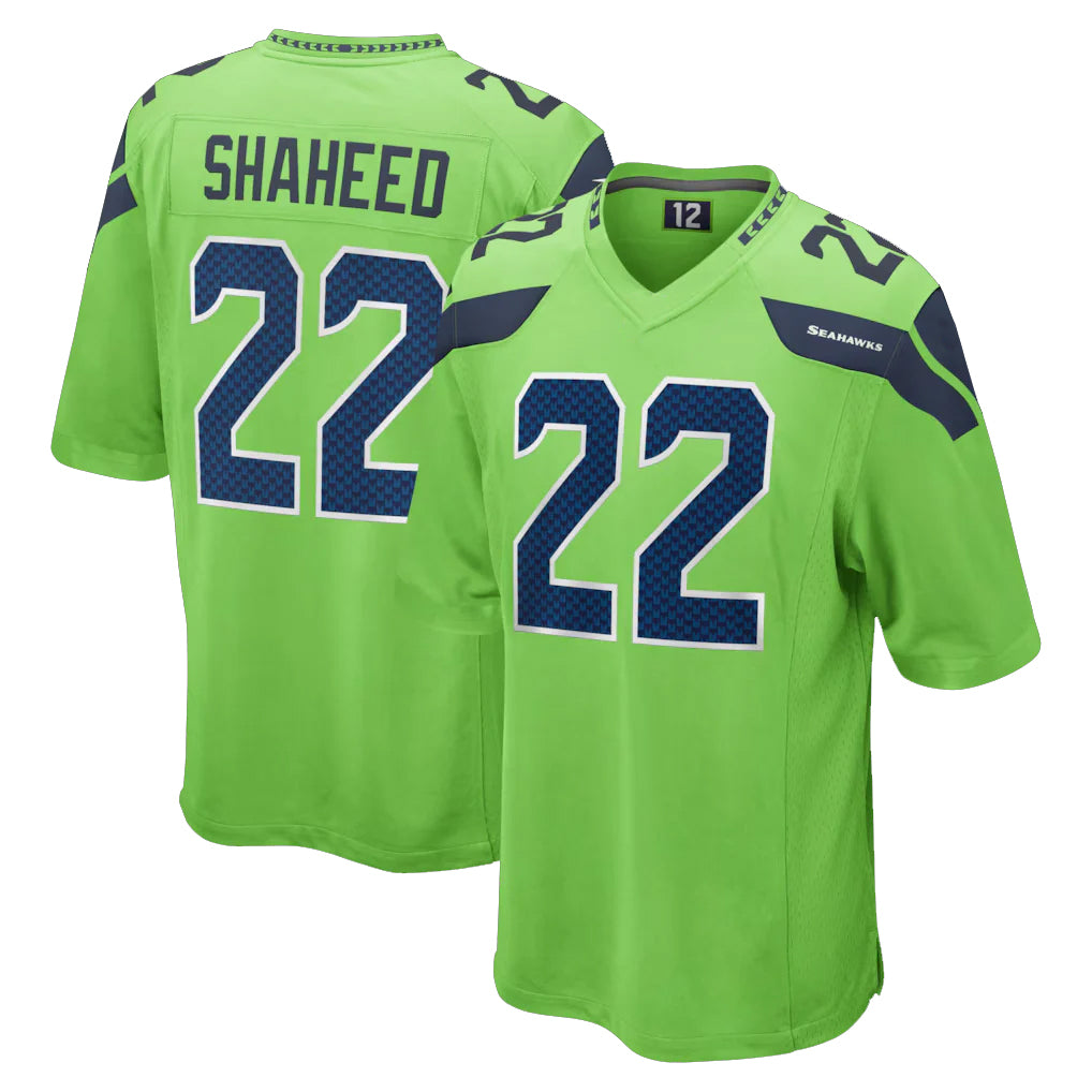 Blackjersey S.Seahawks #22 Rashid Shaheed Player Green Limited Color Rush Home Game Stitched Jerseys
