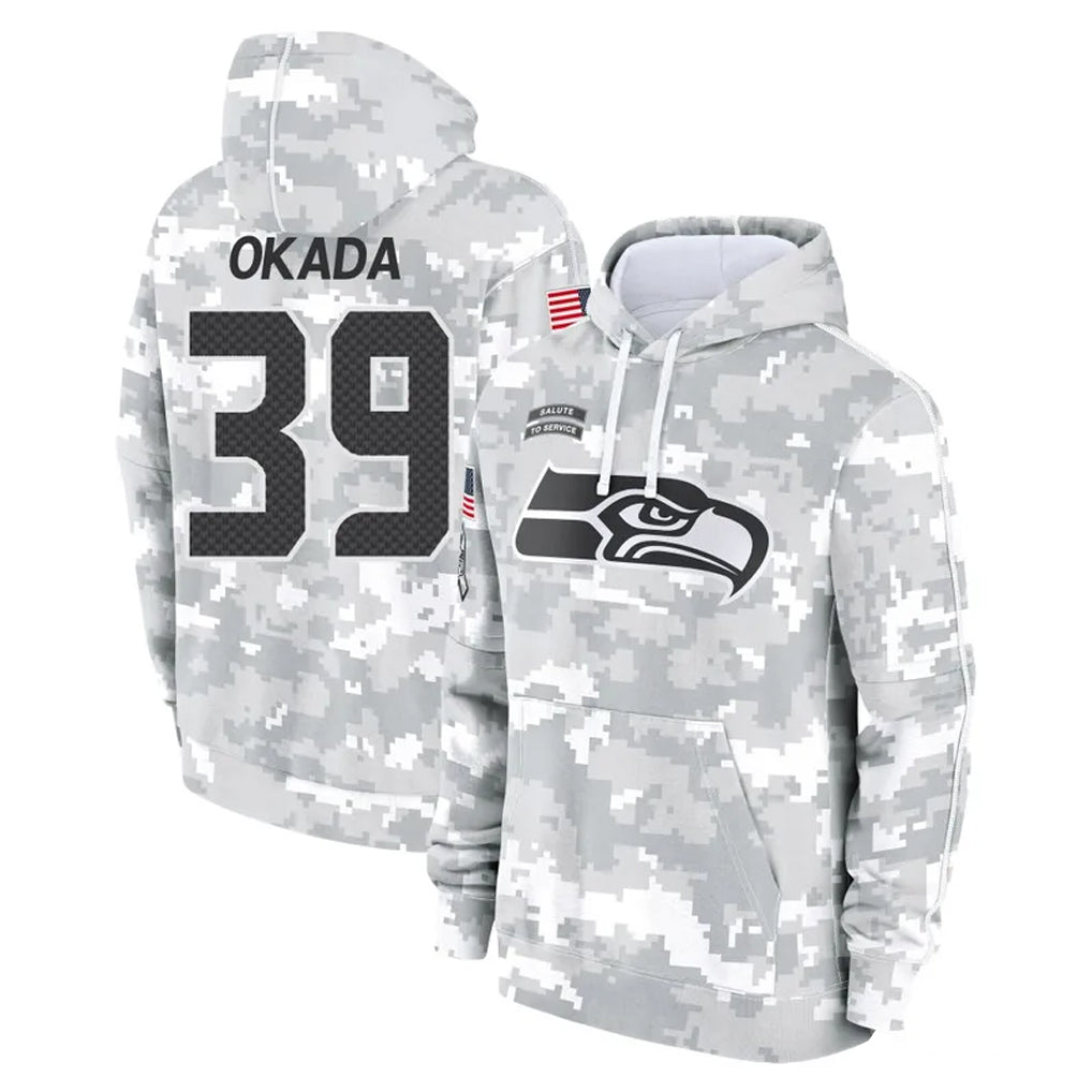 Blackjersey S.Seahawks #39 Ty Okada Player Arctic Camo Limited Salute to Service Pullover Hoodies Game Stitched Jerseys