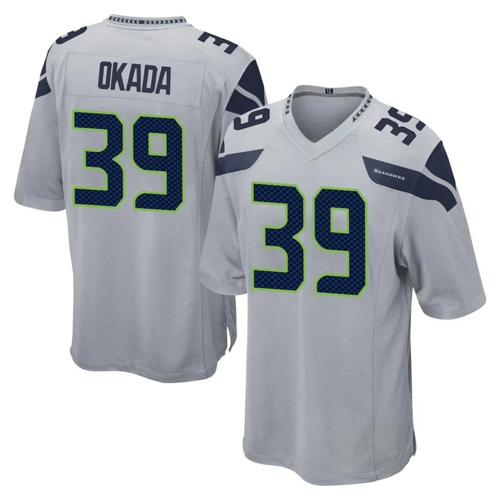 Blackjersey S.Seahawks #39 Ty Okada Player Gray Home Game Stitched Jerseys