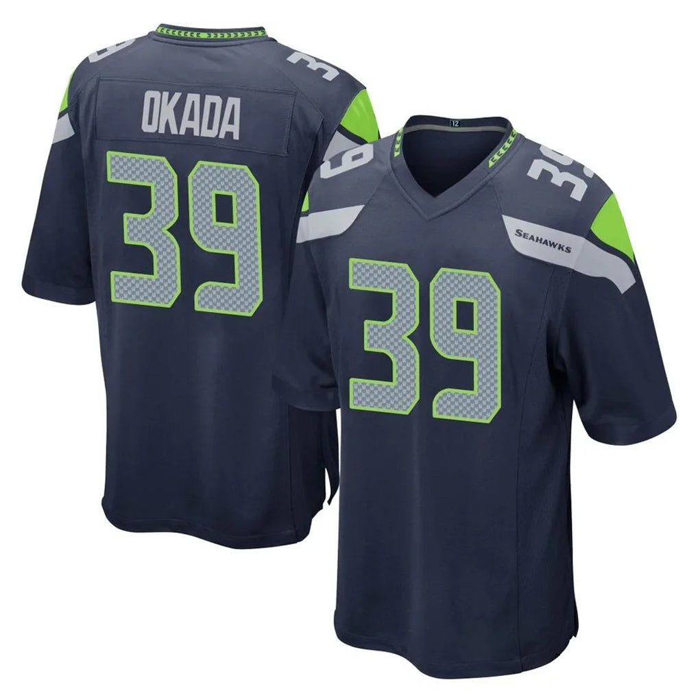 Blackjersey S.Seahawks #39 Ty Okada Player Navy Home Game Stitched Jerseys