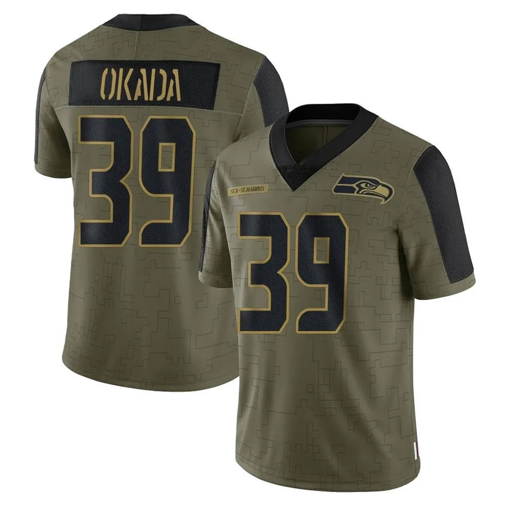 Blackjersey S.Seahawks #39 Ty Okada Player Olive Salute To Service Limited Game Stitched Jerseys