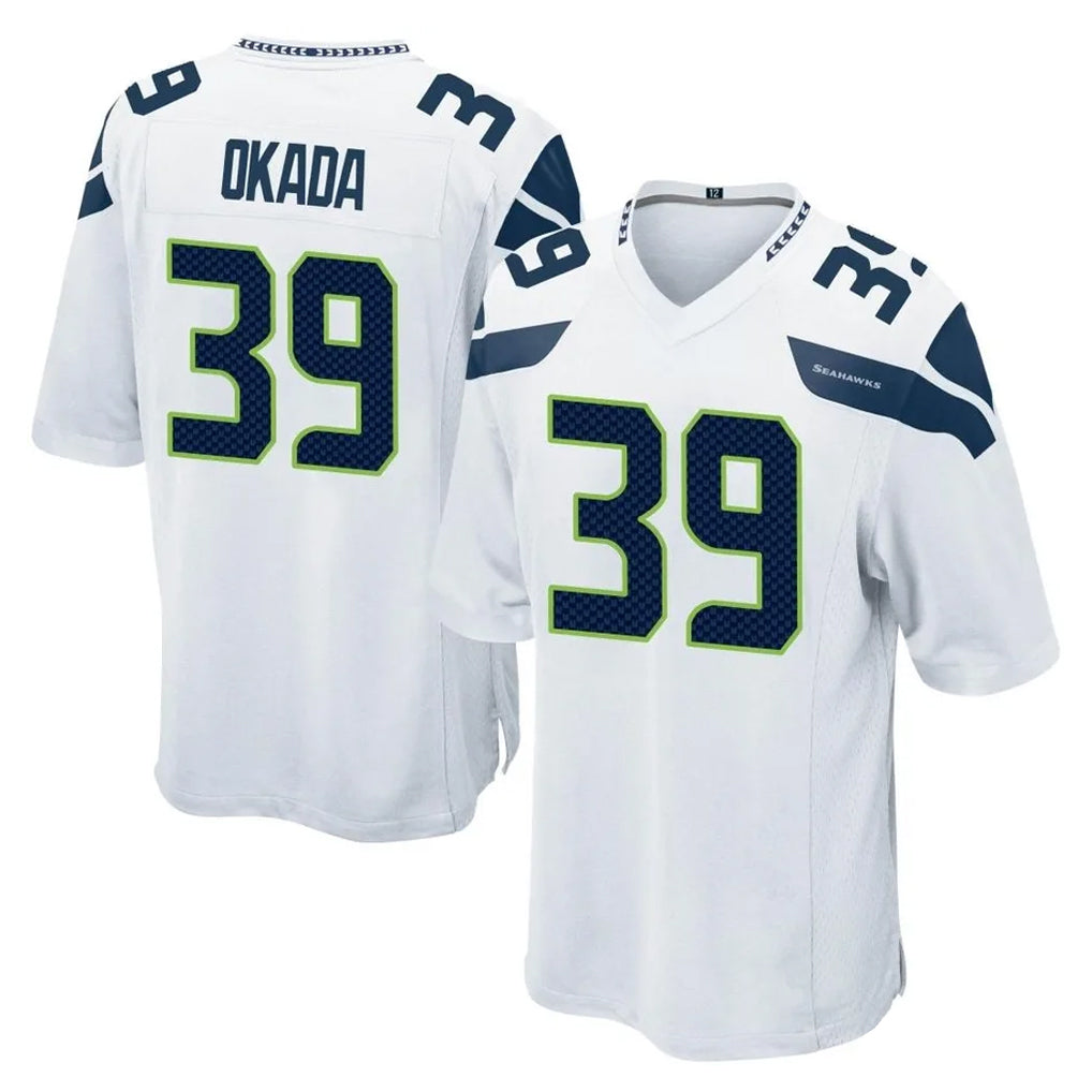 Blackjersey S.Seahawks #39 Ty Okada Player White Home Game Stitched Jerseys